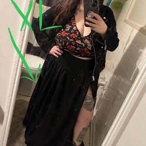 High Waisted Single Slit Flowy Maxi Skirt